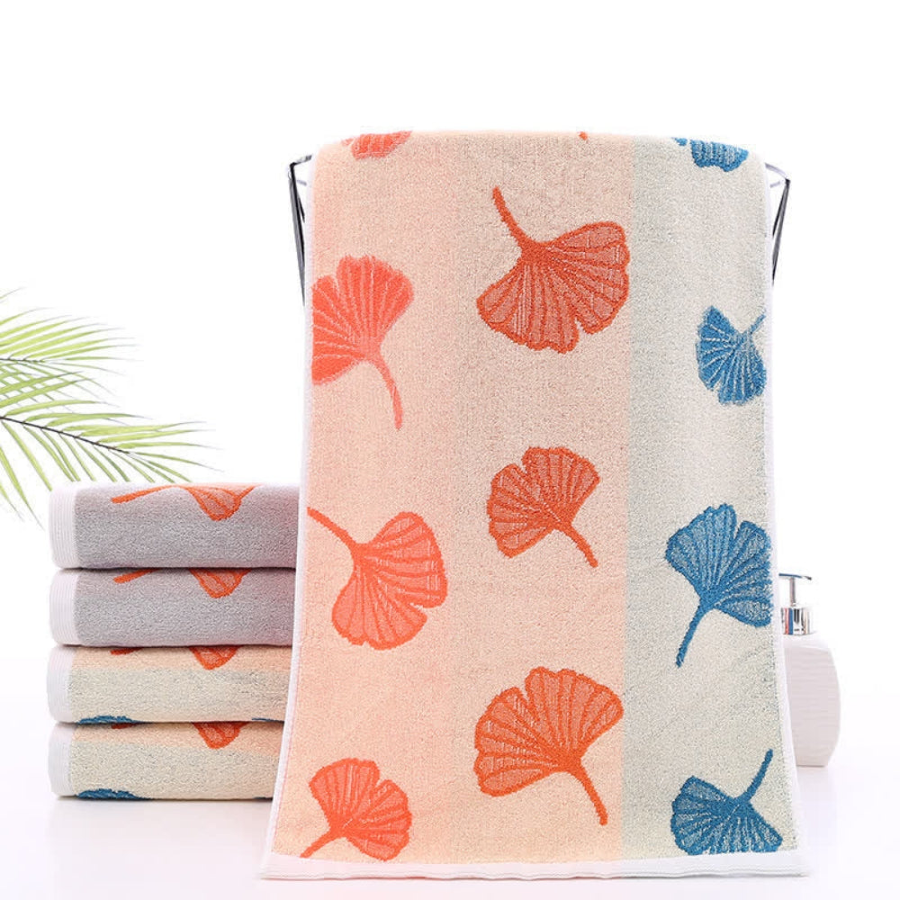 Cotton Ginkgo Towel-Bedding & Bath > Bath Towels-casanuva-Apricot & Orange-18"x30"-casanuva