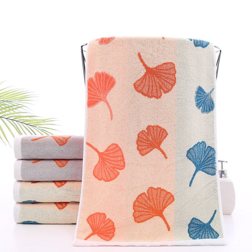 Cotton Ginkgo Towel-Bedding & Bath > Bath Towels-casanuva-Apricot & Orange-18"x30"-casanuva