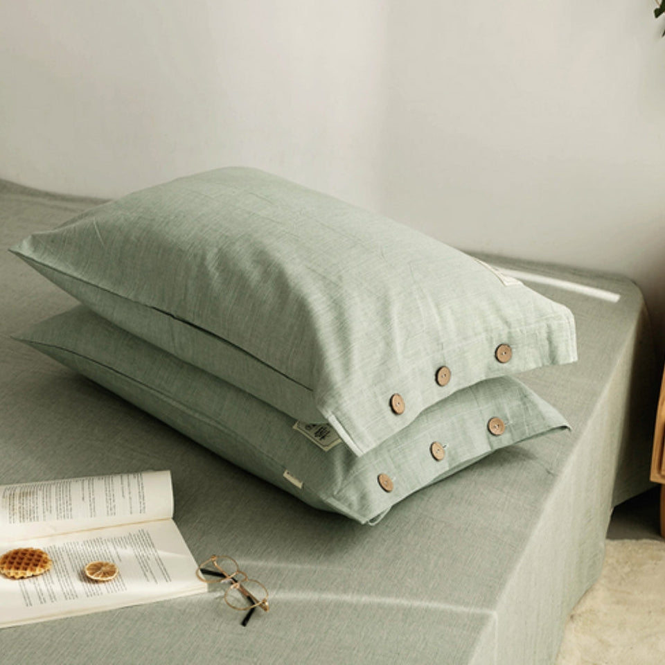 Cotton Pillowcases Twin Pack Soft and Breathable-Bedding & Bath > Pillowcases-casanuva-Green-19"x29"(standard)-casanuva
