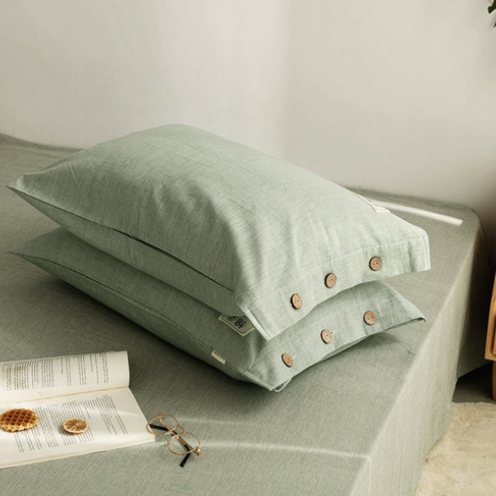 Cotton Pillowcases Twin Pack Soft and Breathable-Bedding & Bath > Pillowcases-casanuva-Green-19"x29"(standard)-casanuva