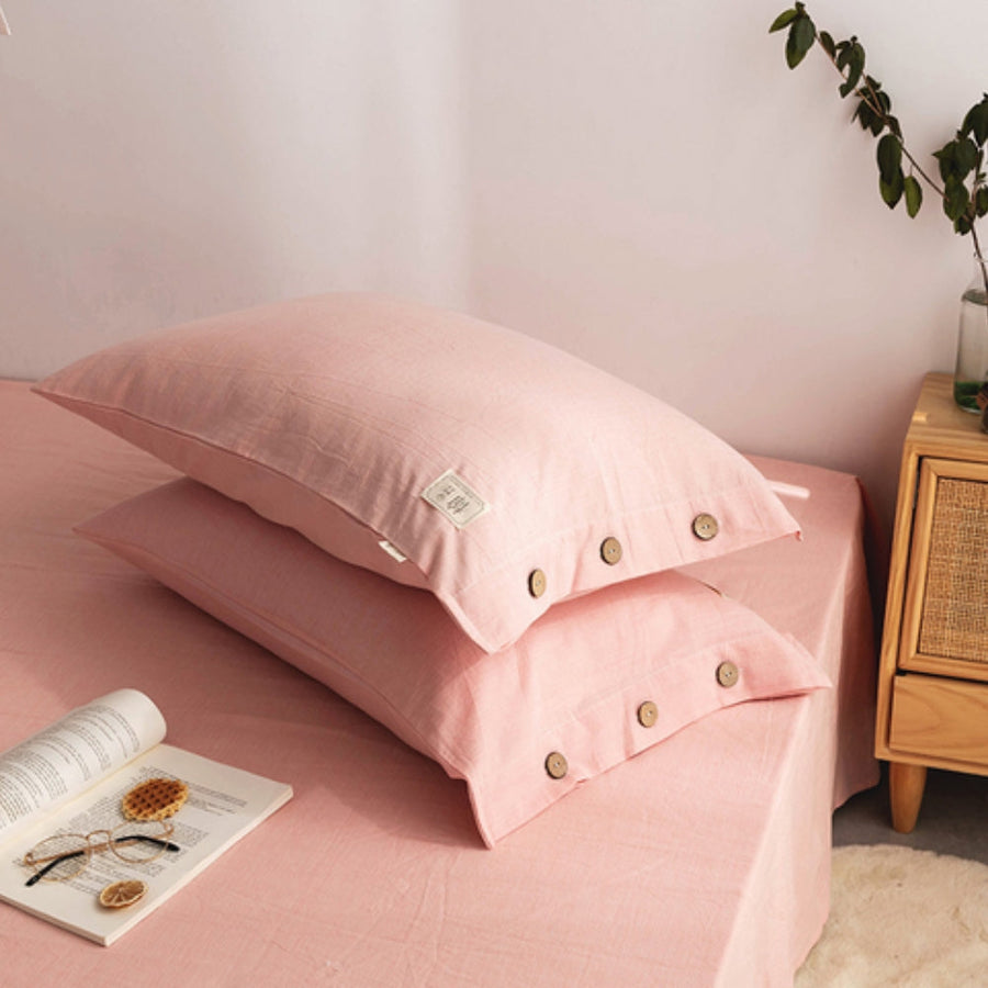 Cotton Pillowcases Twin Pack Soft and Breathable-Bedding & Bath > Pillowcases-casanuva-Pink-19"x29"(standard)-casanuva