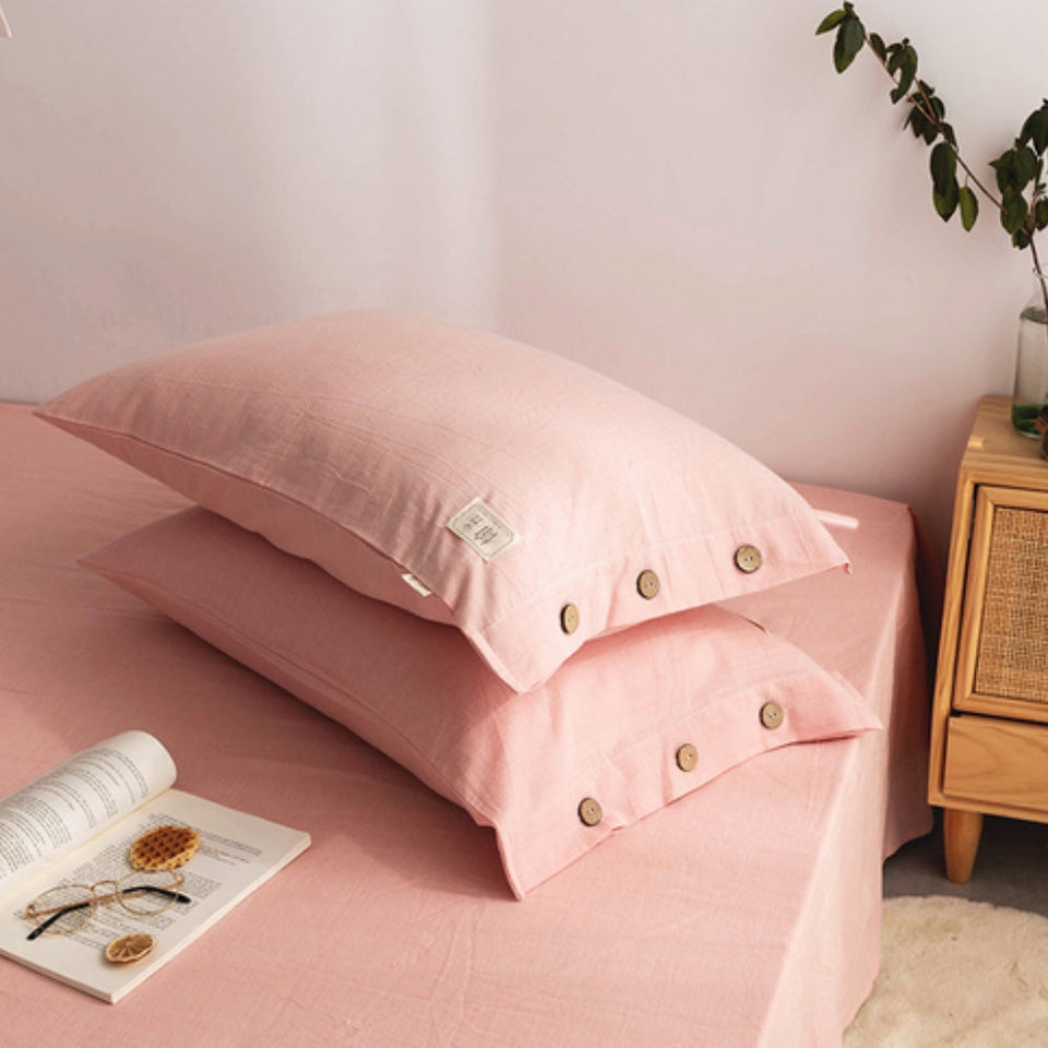Cotton Pillowcases Twin Pack Soft and Breathable-Bedding & Bath > Pillowcases-casanuva-Pink-19"x29"(standard)-casanuva
