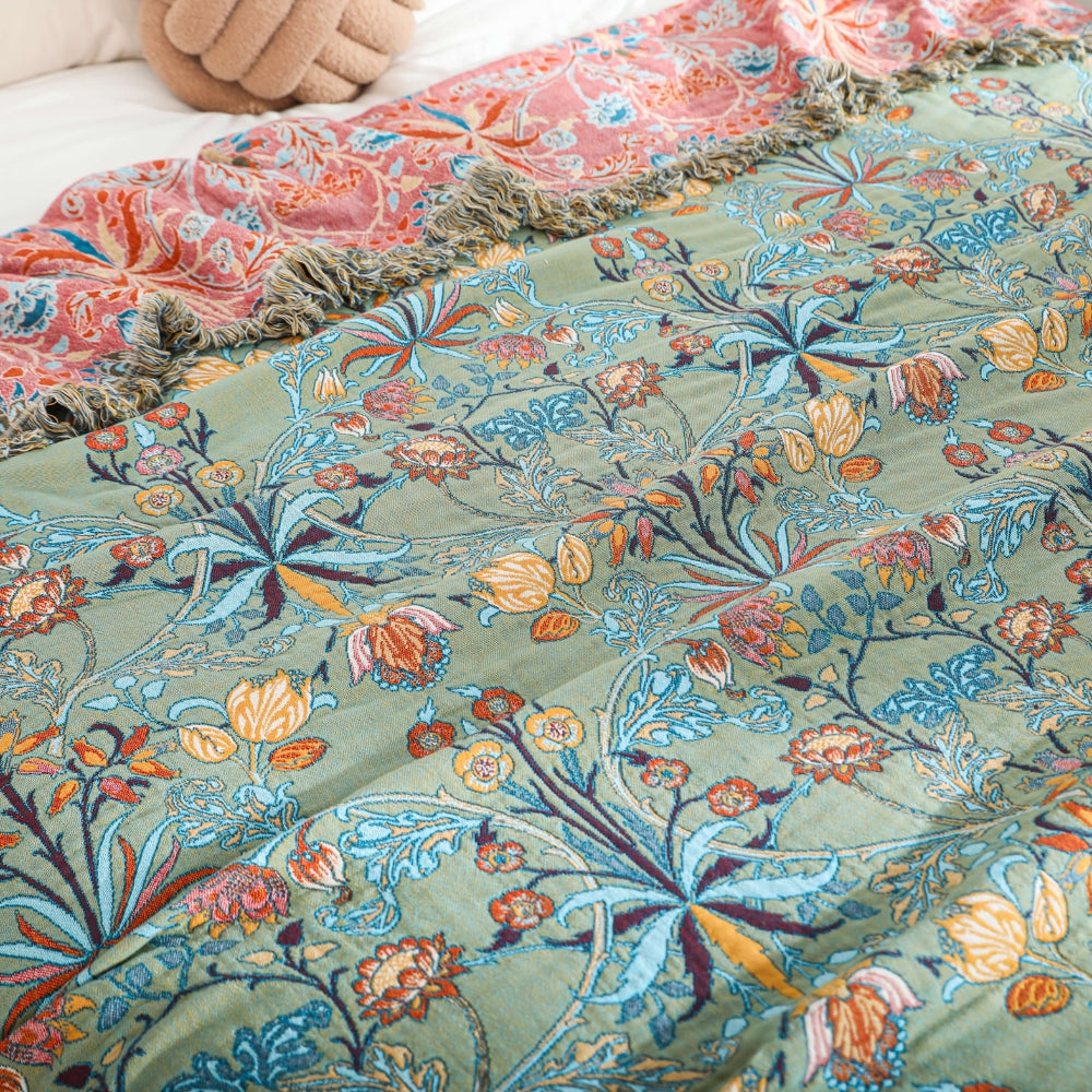 Cotton Reversible Blanket Wild Petal Design-Bedding & Bath > Blankets-casanuva-casanuva