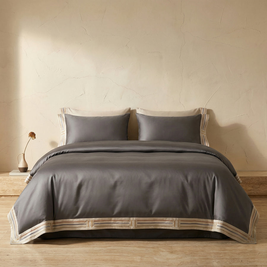 Cotton Satin Bed Linen Set with Embroidery 4-Piece-Bedding & Bath > Bedding Sets-casanuva-casanuva