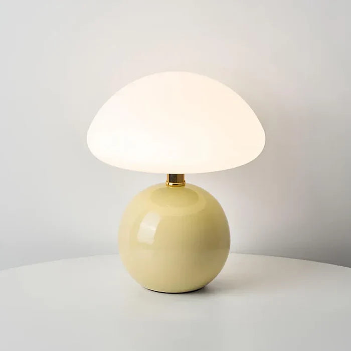 Cream Ceramic Mushroom Table Lamp-Lighting > Table Lamps-casanuva-Beige-casanuva