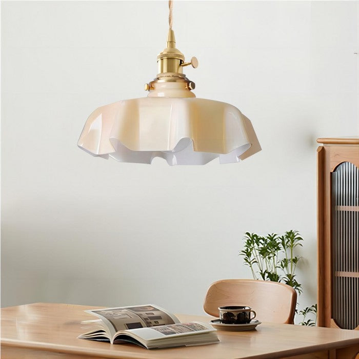 Cream Flower Glass Pendant Light-Lighting > Chandeliers & Pendant Lights-casanuva-casanuva