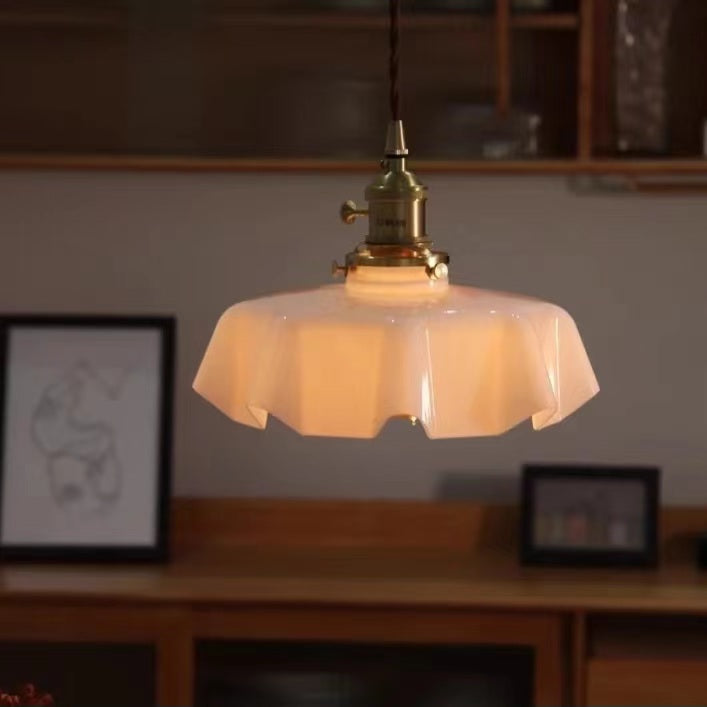 Cream Flower Glass Pendant Light-Lighting > Chandeliers & Pendant Lights-casanuva-casanuva