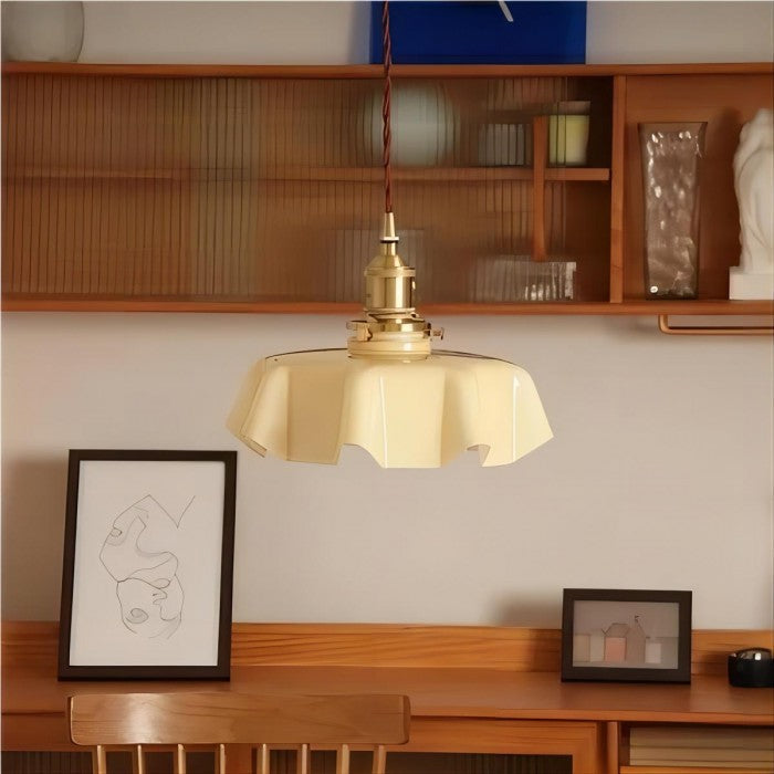 Cream Flower Glass Pendant Light-Lighting > Chandeliers & Pendant Lights-casanuva-casanuva