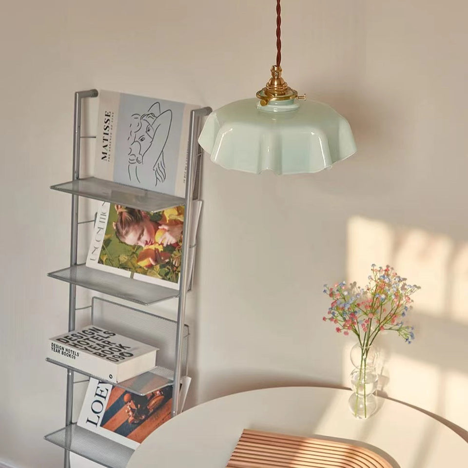 Cream Flower Glass Pendant Light-Lighting > Chandeliers & Pendant Lights-casanuva-casanuva