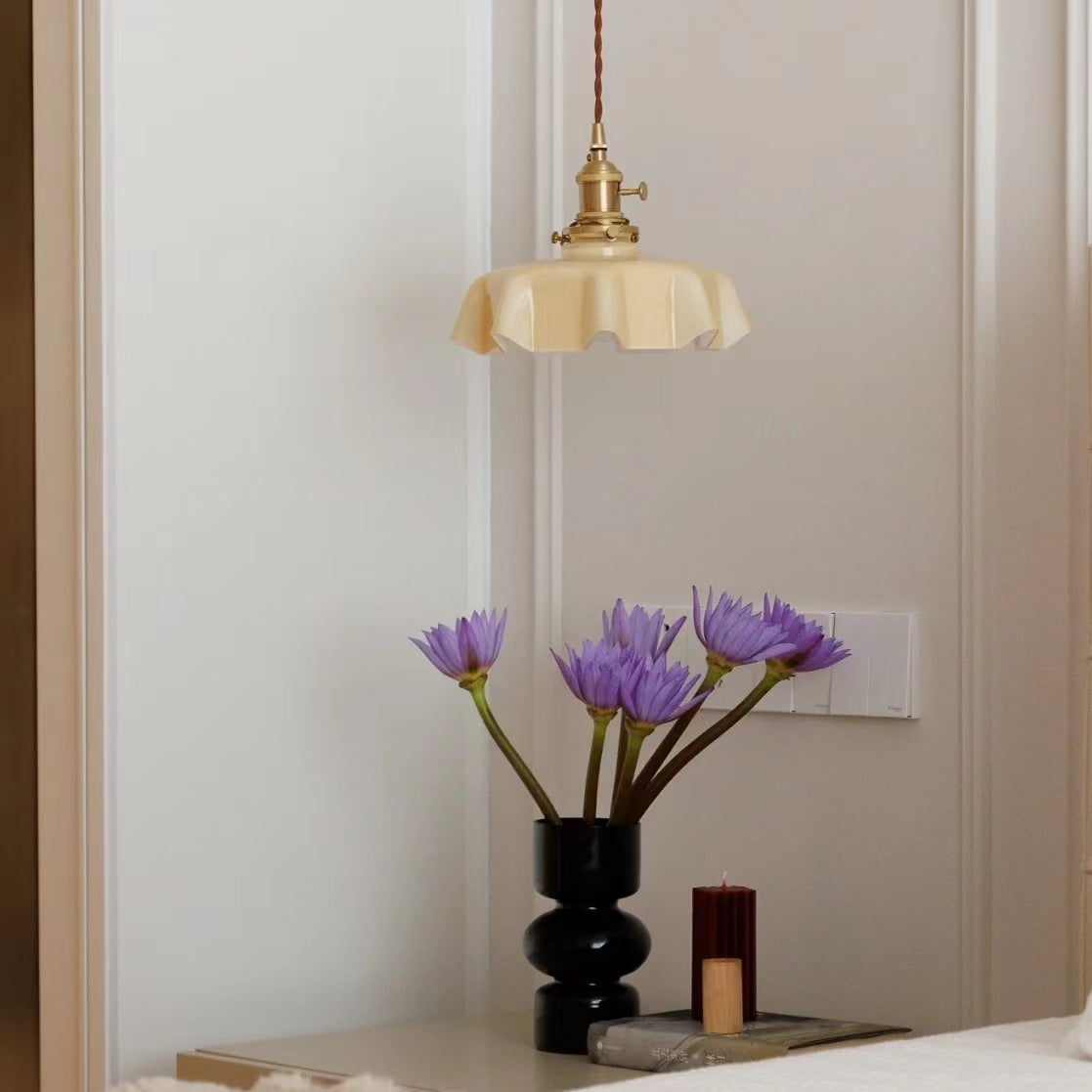 Cream Flower Glass Pendant Light-Lighting > Chandeliers & Pendant Lights-casanuva-casanuva