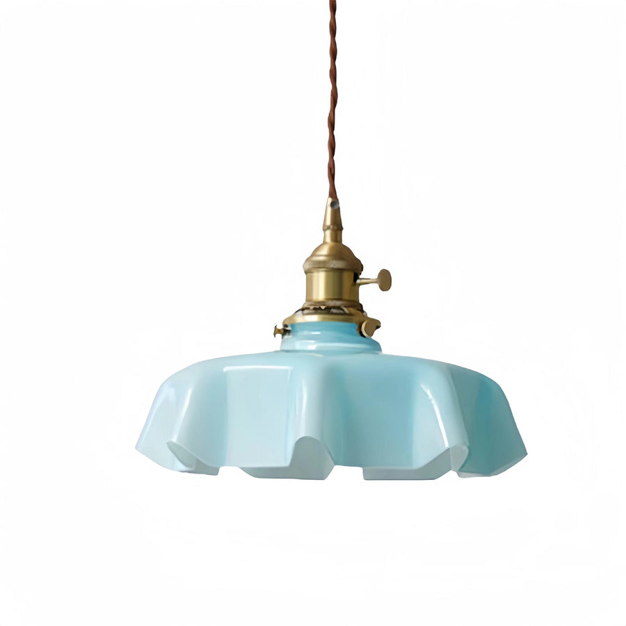 Cream Flower Glass Pendant Light-Lighting > Chandeliers & Pendant Lights-casanuva-Blue-casanuva