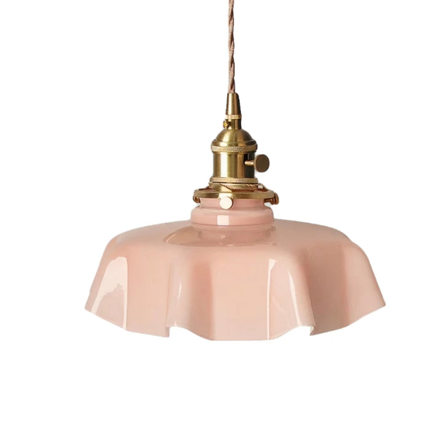 Cream Flower Glass Pendant Light-Lighting > Chandeliers & Pendant Lights-casanuva-Pink-casanuva