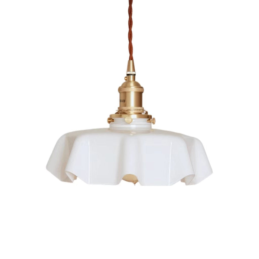 Cream Flower Glass Pendant Light-Lighting > Chandeliers & Pendant Lights-casanuva-White-casanuva