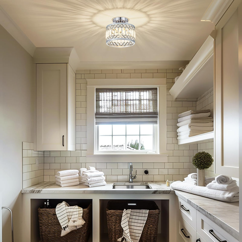 Crystal Ceiling Light Shade Contemporary Design-Lighting > Ceiling Lights-casanuva-Silver-D22*H20cm-casanuva