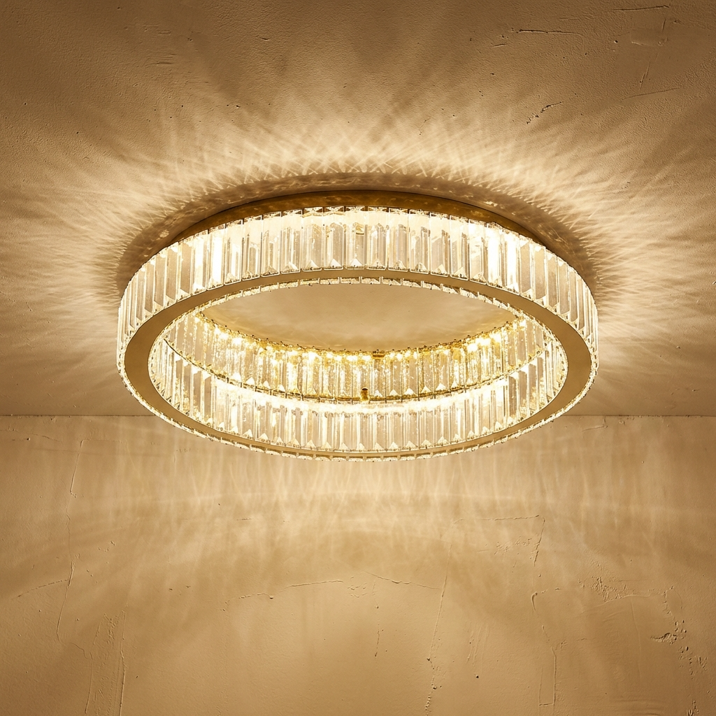 Crystal Circle LED Chandelier-Lighting > Chandeliers & Pendant Lights-casanuva-Gold-D20cm-Warm White-casanuva