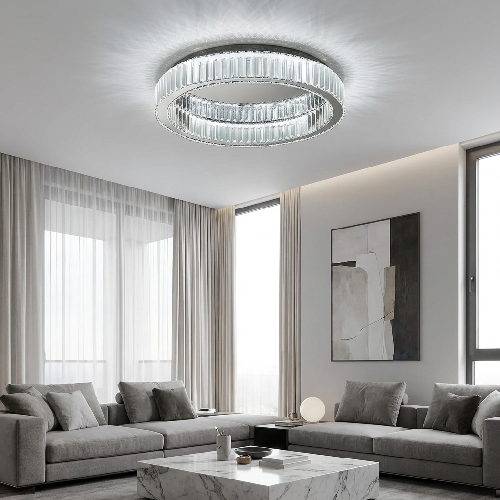 Crystal Circle LED Chandelier-Lighting > Chandeliers & Pendant Lights-casanuva-Silver-D20cm-Warm White-casanuva