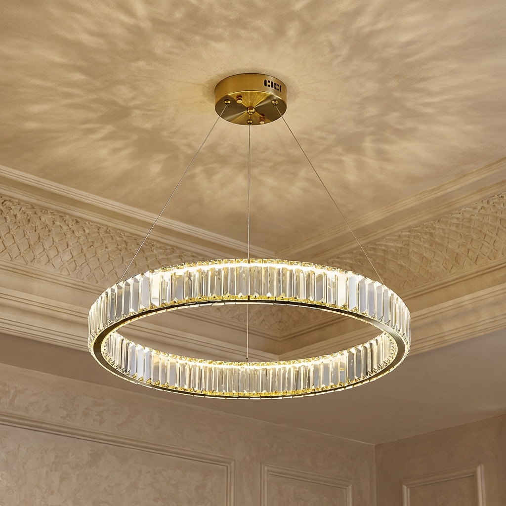 Crystal Circular Hanging Chandelier-Lighting > Chandeliers & Pendant Lights-casanuva-casanuva