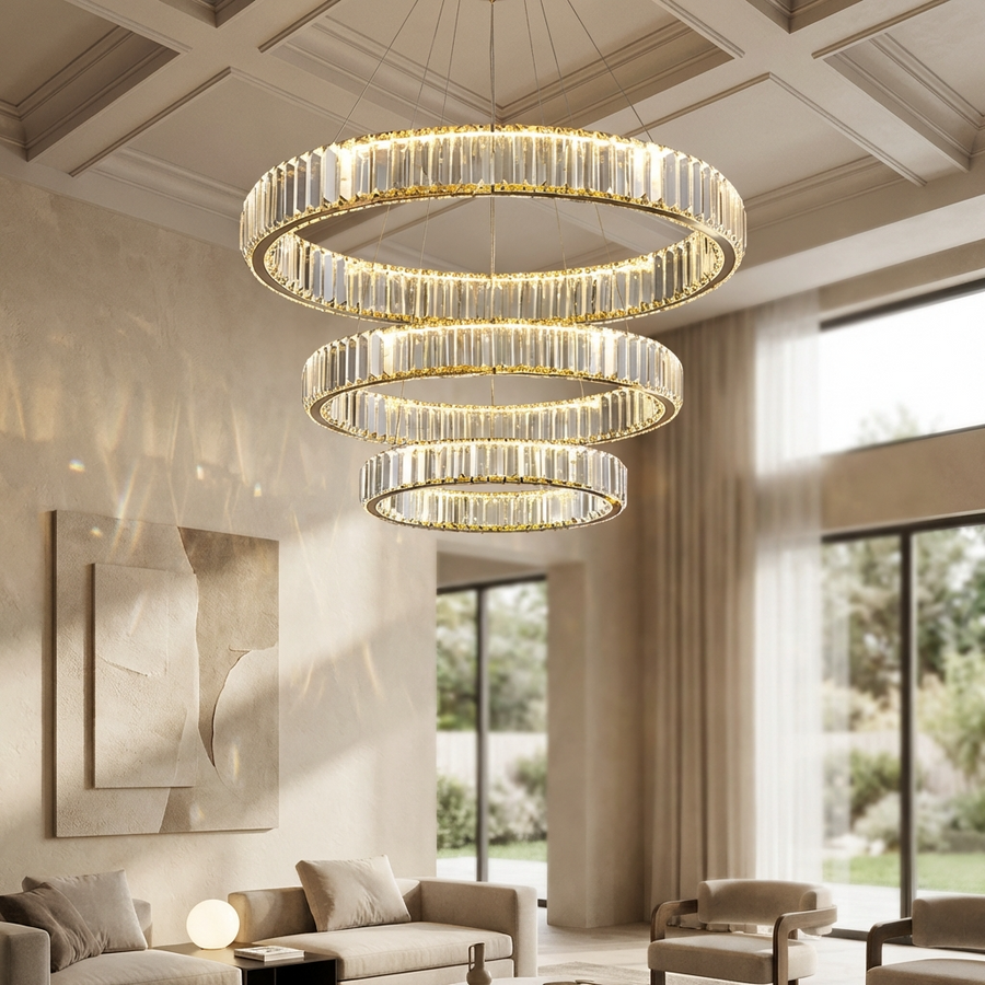 Crystal Circular Hanging Chandelier-Lighting > Chandeliers & Pendant Lights-casanuva-casanuva