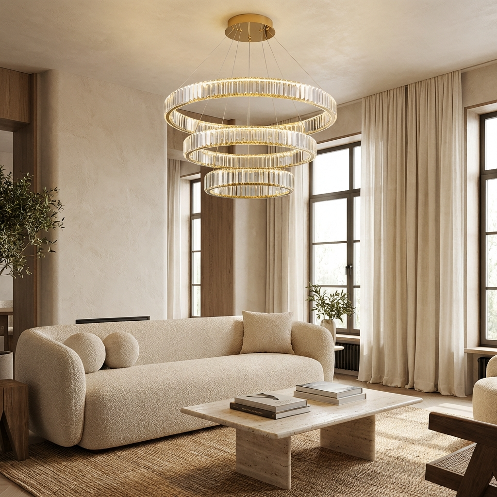 Crystal Circular Hanging Chandelier-Lighting > Chandeliers & Pendant Lights-casanuva-casanuva