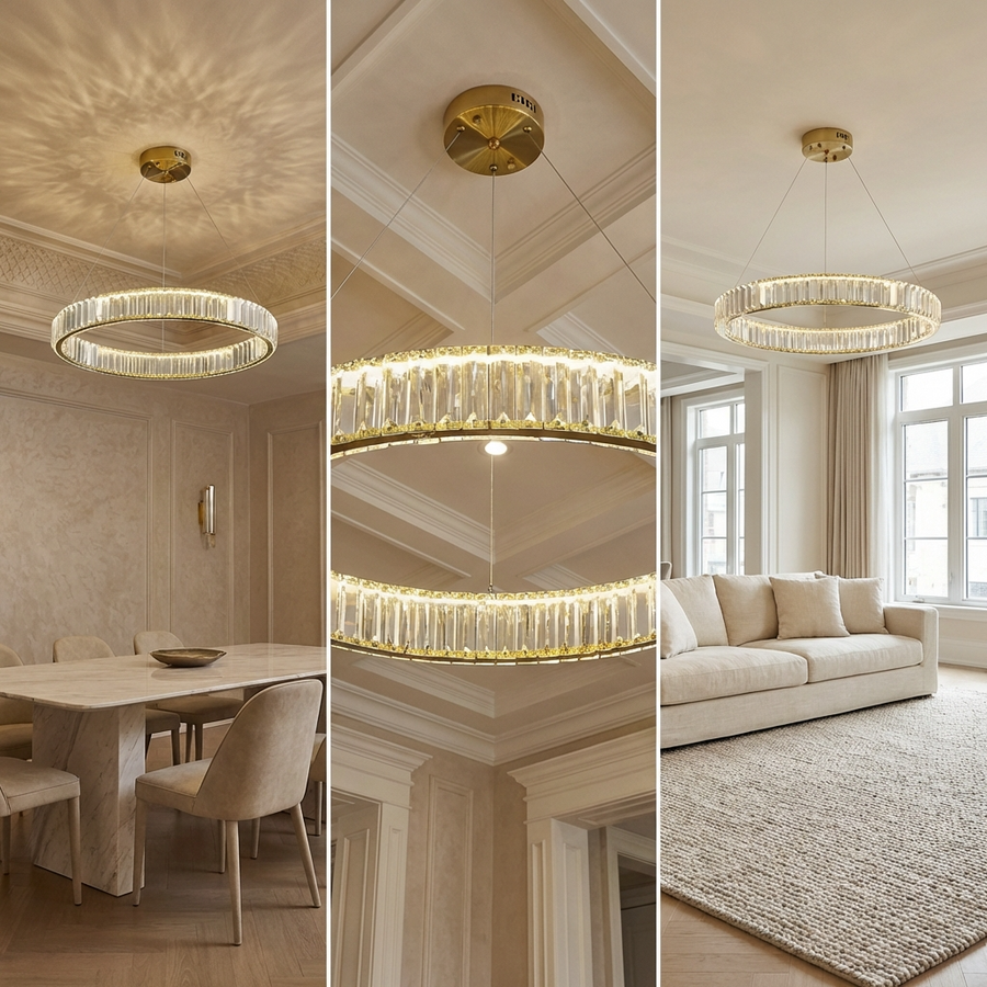Crystal Circular Hanging Chandelier-Lighting > Chandeliers & Pendant Lights-casanuva-casanuva