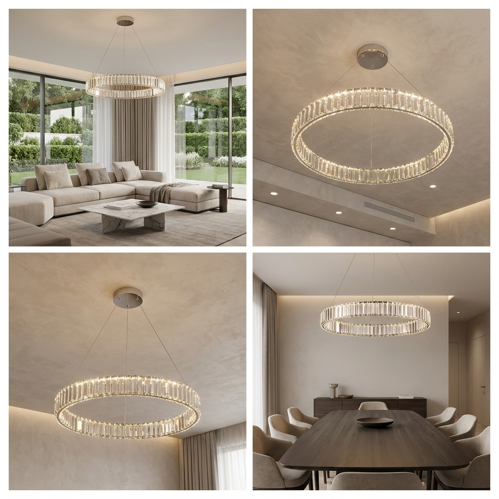 Crystal Circular Hanging Chandelier-Lighting > Chandeliers & Pendant Lights-casanuva-casanuva