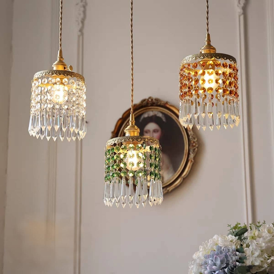 Crystal Fringe Brass Pendant Light-Lighting > Chandeliers & Pendant Lights-casanuva-casanuva