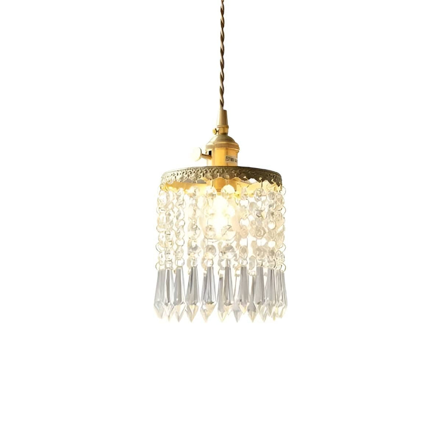 Crystal Fringe Brass Pendant Light-Lighting > Chandeliers & Pendant Lights-casanuva-Clear-casanuva