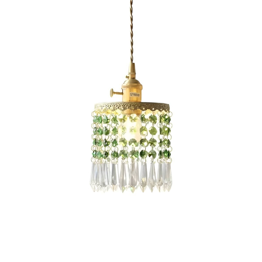 Crystal Fringe Brass Pendant Light-Lighting > Chandeliers & Pendant Lights-casanuva-Green-casanuva