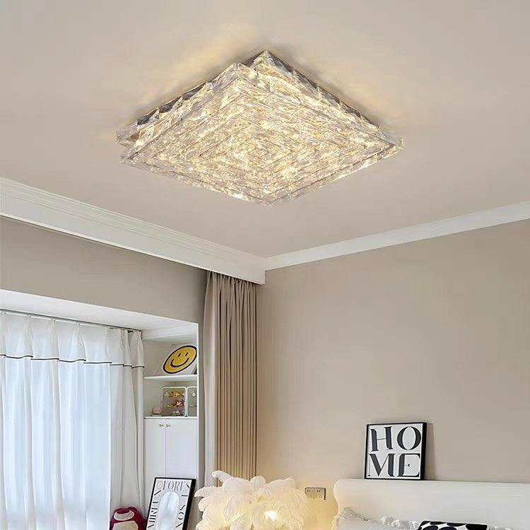 Crystal LED Ceiling Light-Lighting > Ceiling Lights-casanuva-Chrome-2 layers-D40*H8cm-Three-color Changing by s-casanuva