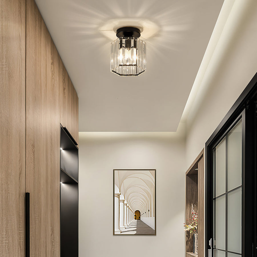 Crystal Semi Flush Ceiling Light for Hallway-Lighting > Ceiling Lights-casanuva-Black-D15cm*H17cm-casanuva