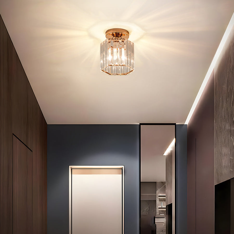 Crystal Semi Flush Ceiling Light for Hallway-Lighting > Ceiling Lights-casanuva-Gold-D15cm*H17cm-casanuva