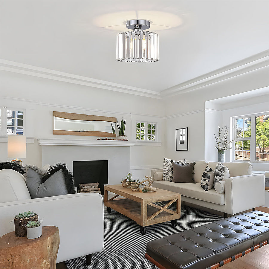 Crystal Semi Flush Mount Ceiling Light for Living Room-Lighting > Ceiling Lights-casanuva-casanuva