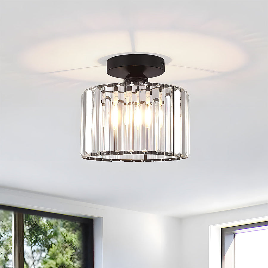 Crystal Semi Flush Mount Ceiling Light for Living Room-Lighting > Ceiling Lights-casanuva-Black-D22*H13cm-1 Piece-casanuva