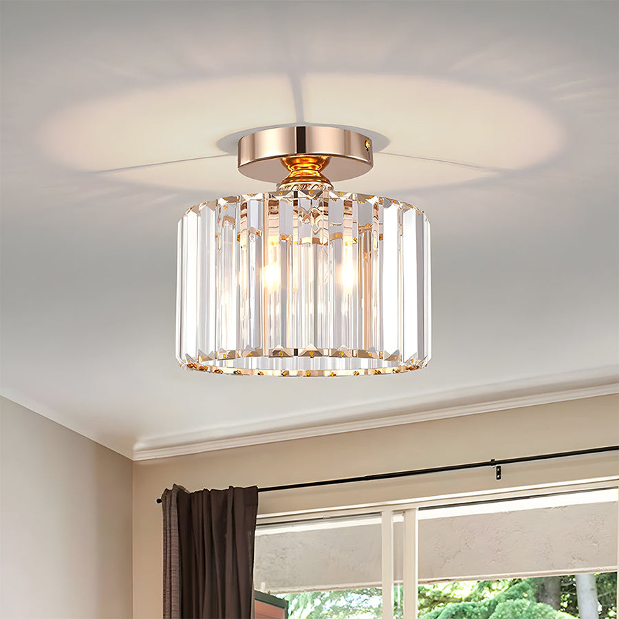 Crystal Semi Flush Mount Ceiling Light for Living Room-Lighting > Ceiling Lights-casanuva-Gold-D22*H13cm-1 Piece-casanuva