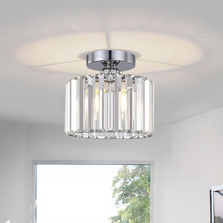 Crystal Semi Flush Mount Ceiling Light for Living Room-Lighting > Ceiling Lights-casanuva-Silver-D22*H13cm-1 Piece-casanuva