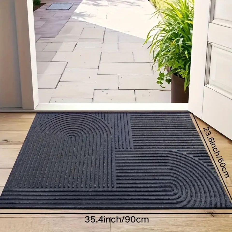 Curved Thread Line Indoor Door Mat-Rugs & Mats > Door Mats-casanuva-Ashen Shade-18"x29.5"-casanuva