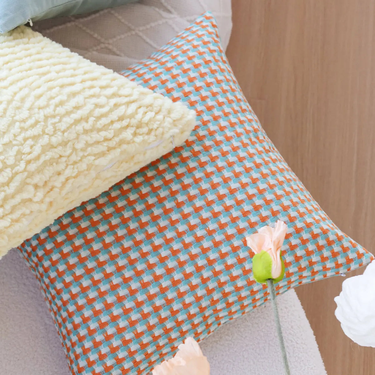 Cushion Contrasting Colors Scandinavian Design Soft Fabric 45x45 cm-Covers & Textiles > Throw Pillows-casanuva-casanuva