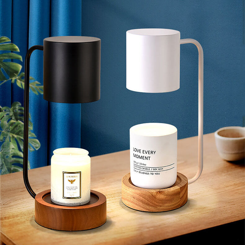 Dimmable Japanese Minimalist Wood Table Lamp with Melting Wax Design-Lighting > Table Lamps-casanuva-Dimmer Switch-White-100V-120V-casanuva