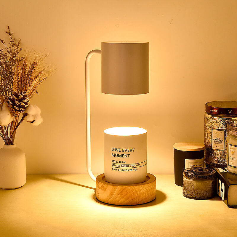 Dimmable Japanese Minimalist Wood Table Lamp with Melting Wax Design-Lighting > Table Lamps-casanuva-Dimmer Switch-White-220V-240V-casanuva