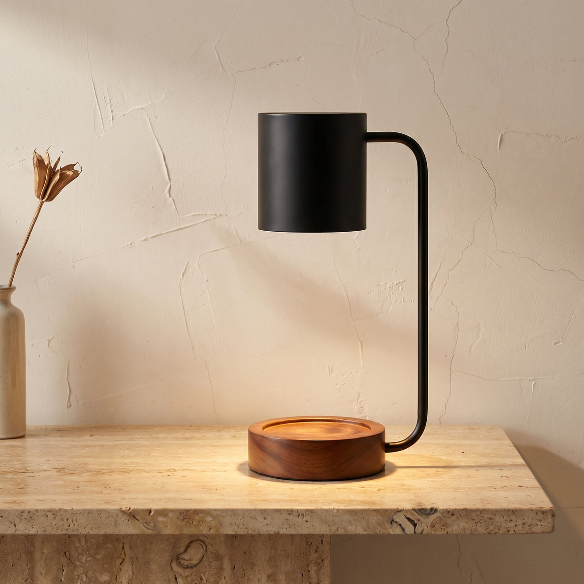 Dimmable Japanese Minimalist Wood Table Lamp with Melting Wax Design-Lighting > Table Lamps-casanuva-casanuva