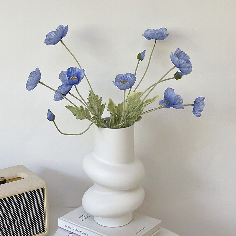 Donut Vase Flower Arrangement Set-Home Decor > Vases-casanuva-C-Blue Poppy-casanuva