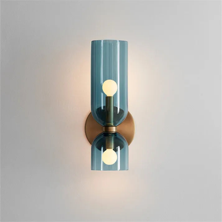 DualBeam LED wall light with double glass head for modern hallways-Lighting > Wall Lights-casanuva-Blue-Dia 15cm x H42cm-casanuva