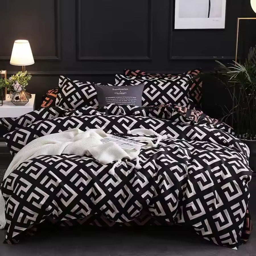 Duvet Cover Set 3 Piece Noir Enigma Design-Bedding & Bath > Bedding Sets-casanuva-Twin-casanuva