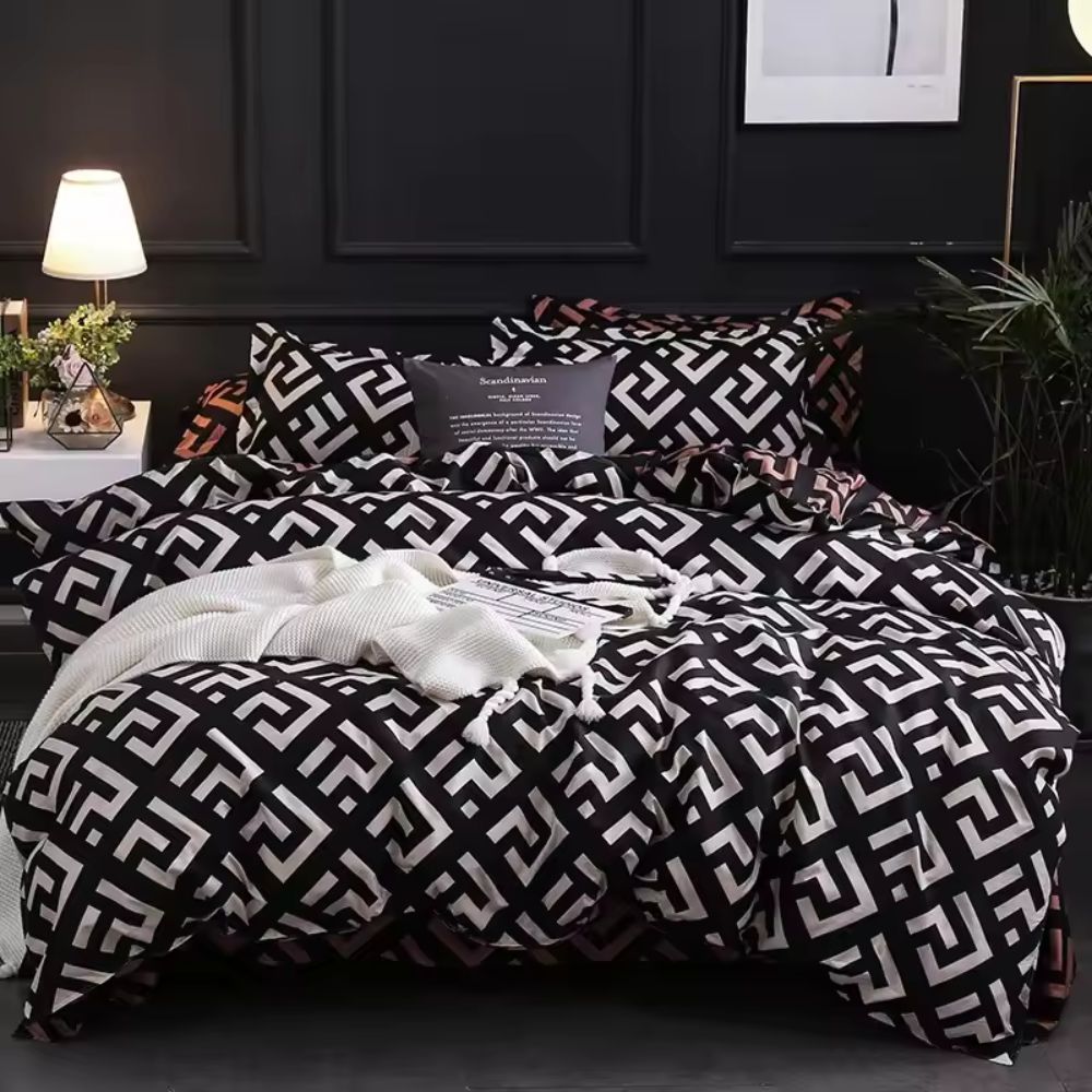 Duvet Cover Set 3 Piece Noir Enigma Design-Bedding & Bath > Bedding Sets-casanuva-Twin-casanuva