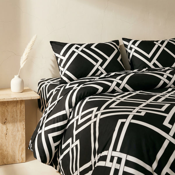 Duvet Cover Set 3 Piece Noir Enigma Design-Bedding & Bath > Bedding Sets-casanuva-casanuva