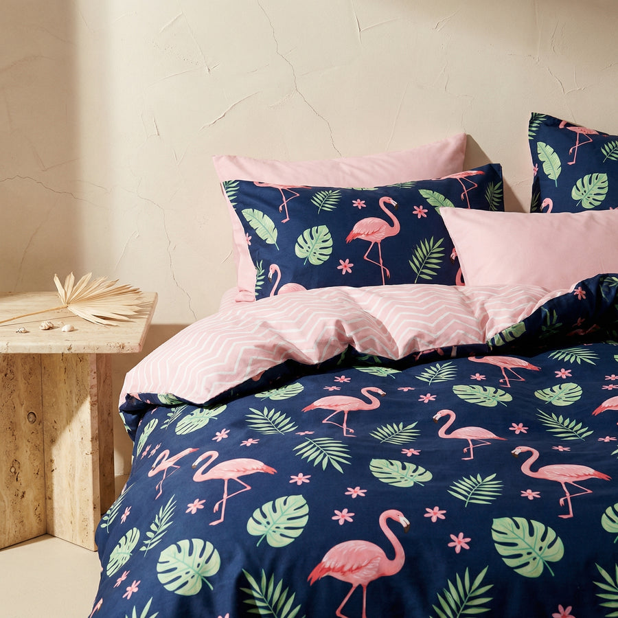 Duvet Cover Set 3 Pieces Flamingo Oasis Design-Bedding & Bath > Bedding Sets-casanuva-casanuva