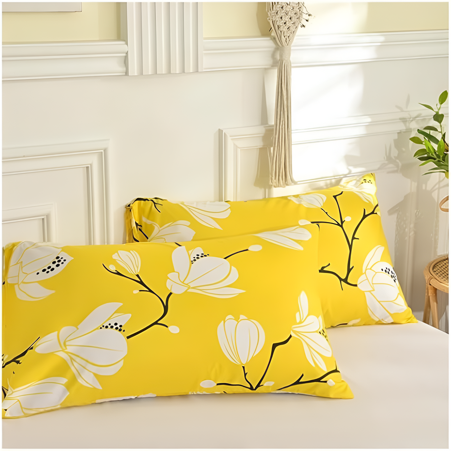 Duvet Cover Set Yellow Blossom 3 Piece-Bedding & Bath > Bedding Sets-casanuva-casanuva