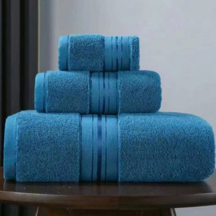 Egyptian Cotton Towel Set Soft Absorbent Bath Towels-Bedding & Bath > Bath Towels-casanuva-Blue Green-3 Piece Towel Set-casanuva
