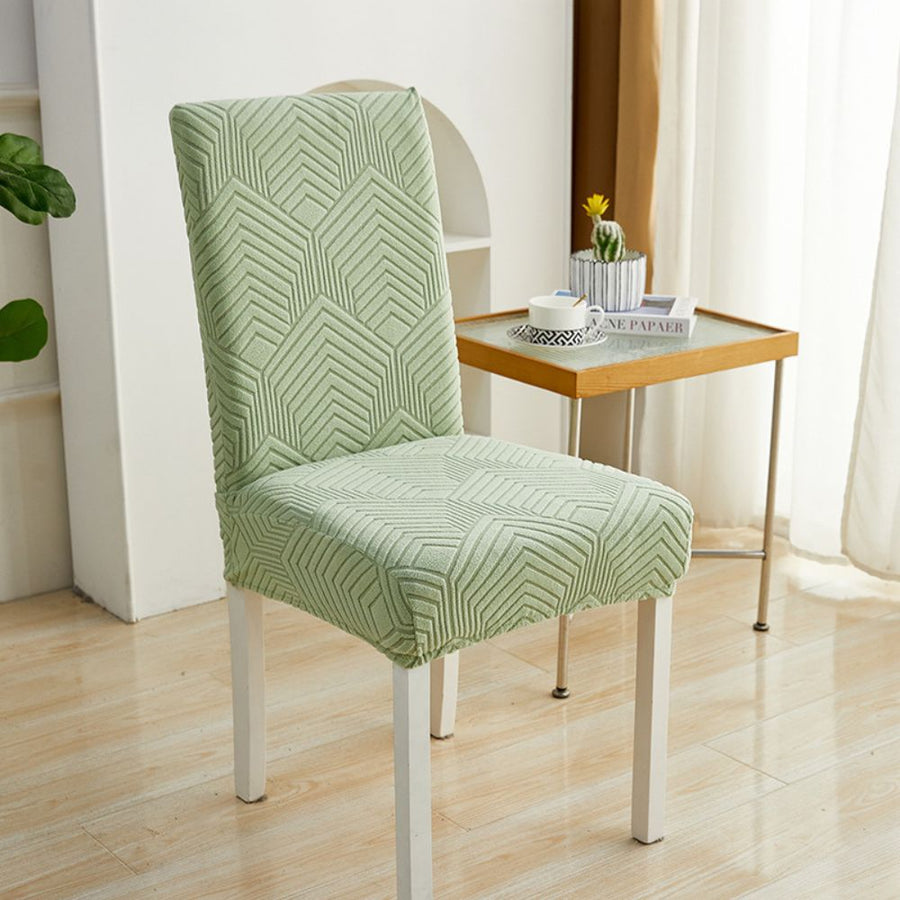Elastic Jacquard Chair Cover-Covers & Textiles > Chair Covers-casanuva-Chevron Maze-Sage Green-casanuva