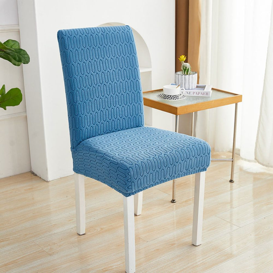Elastic Jacquard Chair Cover-Covers & Textiles > Chair Covers-casanuva-Ripple Loop-Ocean Blue-casanuva